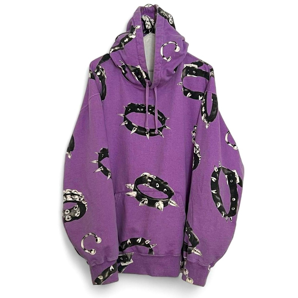 SUPREME purple spiked collars hoodie